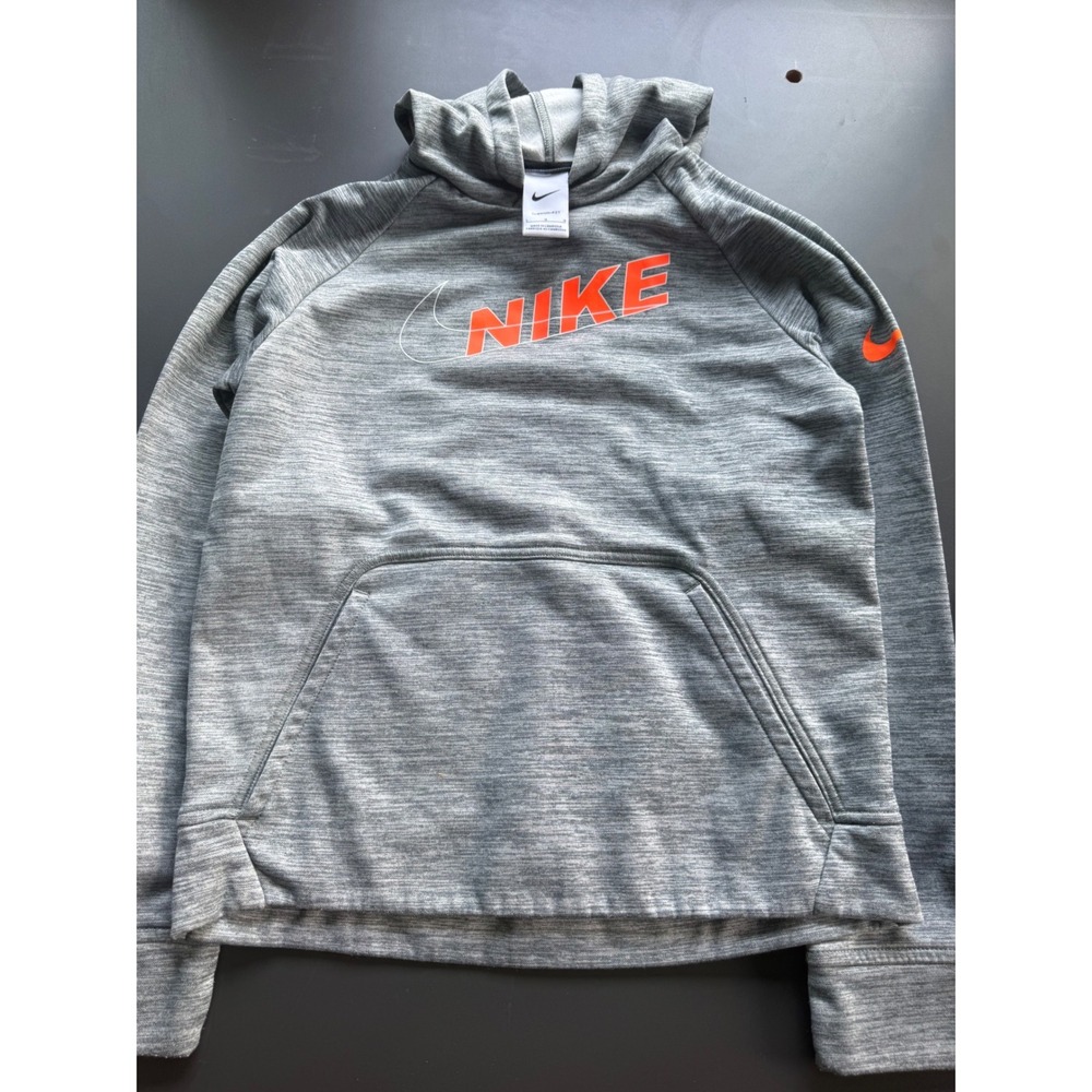 Nike Boys Therma-FIT Hoodie & Joggers Bundle Grey Orange Size Large 3 Piece Set - Picture 4 of 5